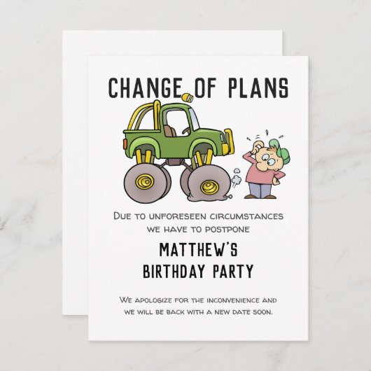 Wijziging Plannen Partij Annulering Uitstellen Hum (Voorkant / Achterkant)