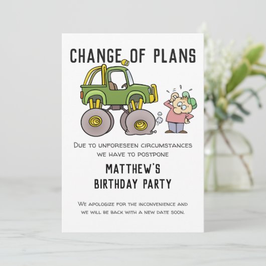 Wijziging Plannen Partij Annulering Uitstellen Hum Aankondiging (Staand voorkant)