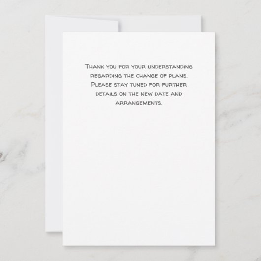 Wijziging Plannen Partij Annulering Uitstellen Hum Aankondiging (Achterkant)