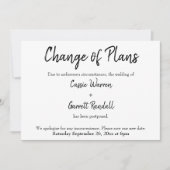 "Wijziging plannen" Uitgestelde aankondiging huwel (Voorkant)