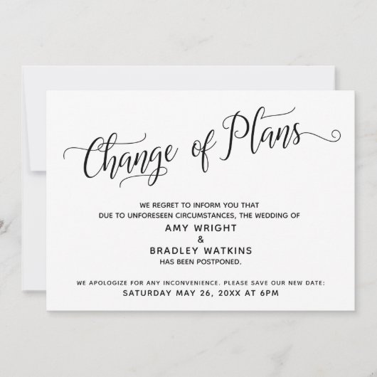 Wijziging plannen uitgestelde aankondiging huwelij (Voorkant)