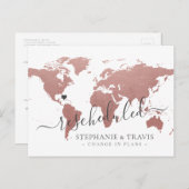 Wijziging plannen uitgestelde bestemming bruiloft aankondigingskaart (Voorkant / Achterkant)