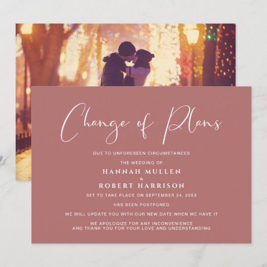 Wijziging plannen Uitstel foto Marsala Aankondiging (Voorkant / Achterkant)