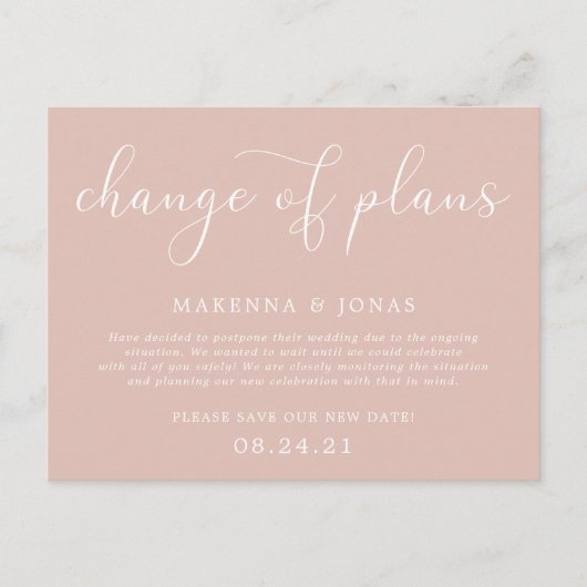 Wijziging plannen uitstellen huwelijk aankondigingskaart (Voorkant)