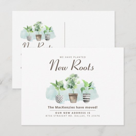 Wijziging van adres Botanical Moving Aankondigingskaart (Voorkant / Achterkant)