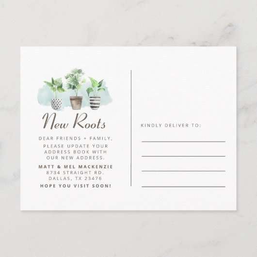 Wijziging van adres Botanical Moving Aankondigingskaart (Achterkant)