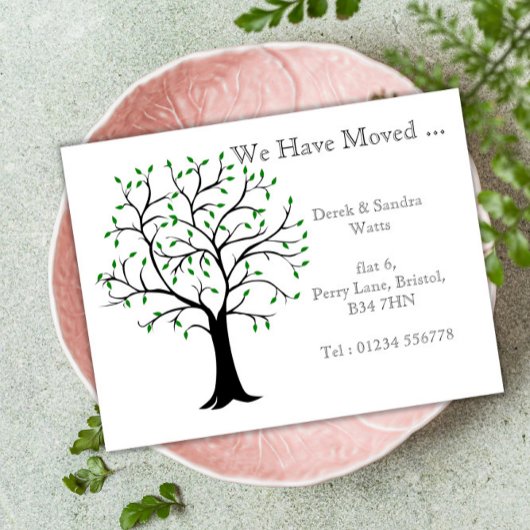 Wijziging van adres briefkaart we hebben verhuisd