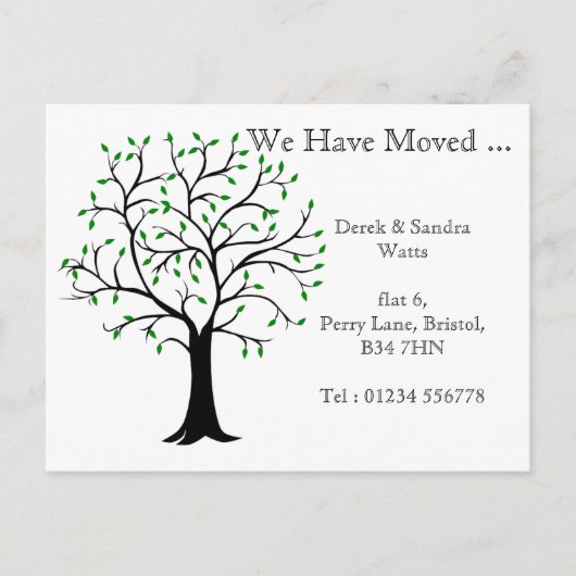 Wijziging van adres briefkaart we hebben verhuisd (Voorkant)