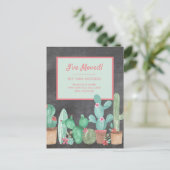 Wijziging van adres: Chalkboard Cactus Floral Briefkaart (Staand voorkant)