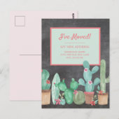 Wijziging van adres: Chalkboard Cactus Floral Briefkaart (Voorkant / Achterkant)