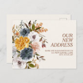 Wijziging van Adres Geel Blauw Najaar Floral Briefkaart (Voorkant / Achterkant)