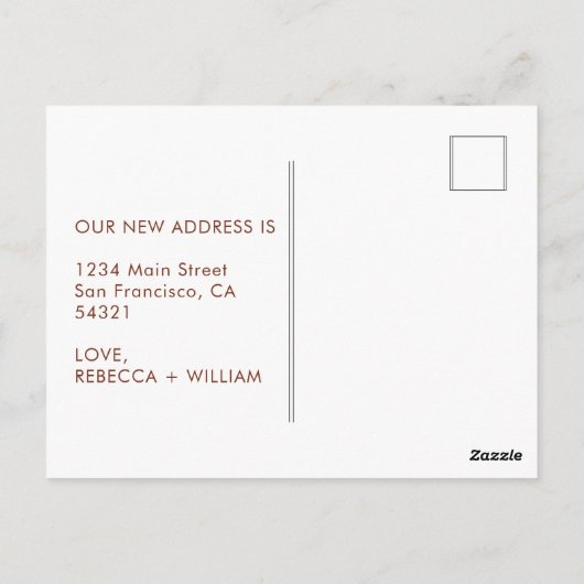 Wijziging van adres Modern Script Terracotta Briefkaart (Achterkant)