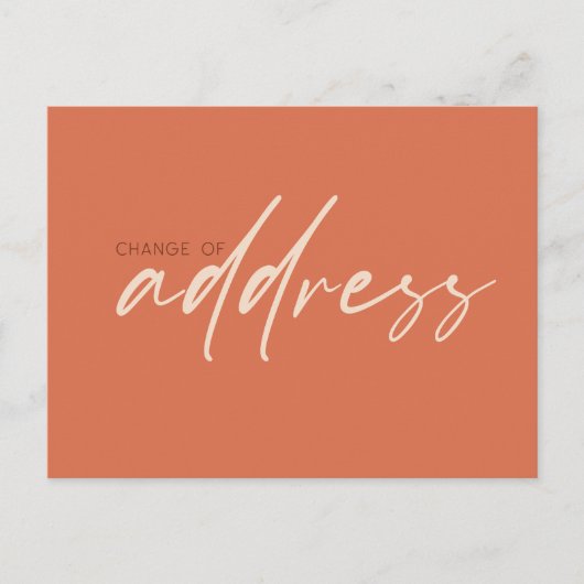 Wijziging van adres Modern Script Terracotta Briefkaart (Voorkant)