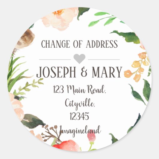 Wijziging van adres ronde sticker (Voorkant)