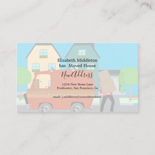 Wijziging van Adres Single Moving Home Visitekaartje (Achterkant)