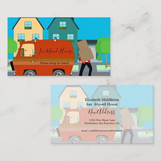 Wijziging van Adres Single Moving Home Visitekaartje (Voorkant / Achterkant)