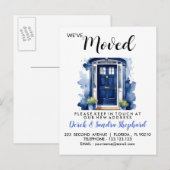 Wijziging van adres we hebben blauwe voordeur verp aankondigingskaart (Voorkant / Achterkant)