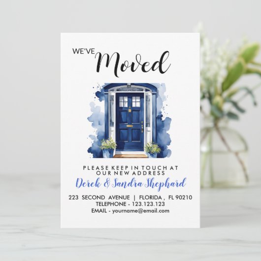 Wijziging van adres we hebben blauwe voordeur verp kaart (Staand voorkant)