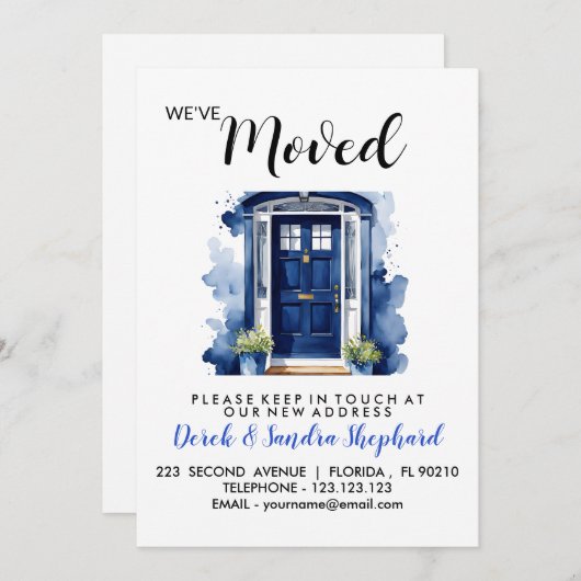 Wijziging van adres we hebben blauwe voordeur verp kaart (Voorkant / Achterkant)