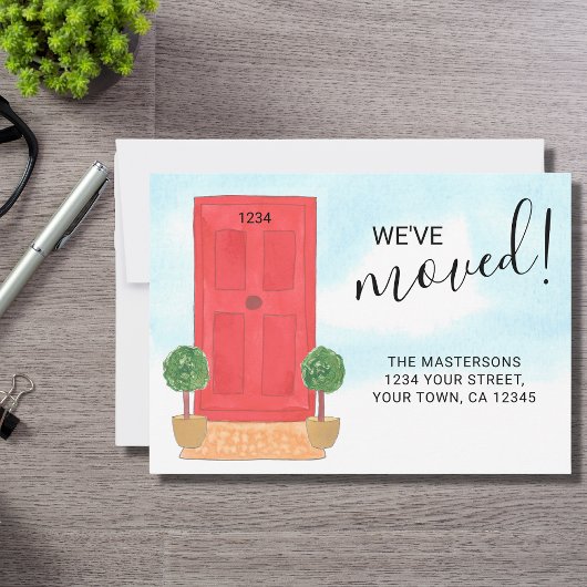 Wijziging van adres We hebben de rode Waterverf ve Aankondiging