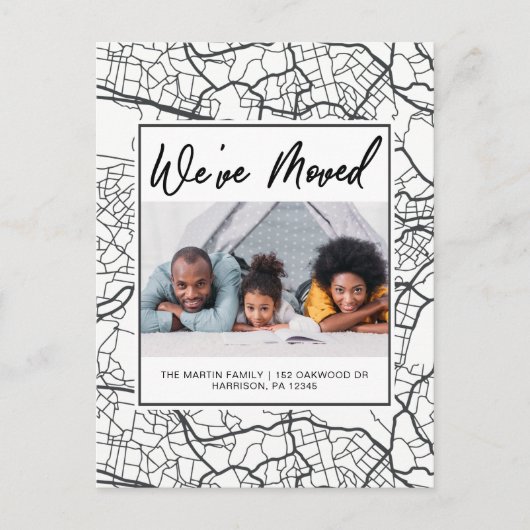 Wijziging van adres Zwart-wit Kaart Design Foto (Voorkant)