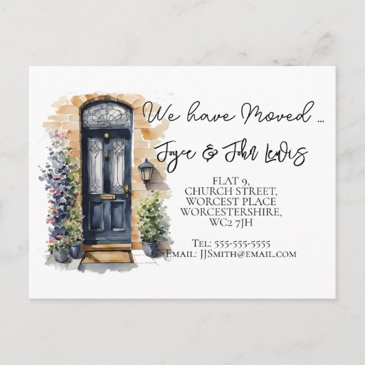 Wijziging van Adreskaart met de hand getekend Aankondigingskaart (Voorkant)