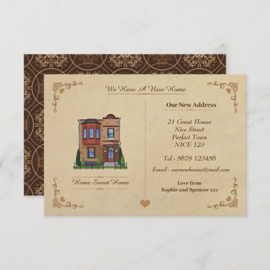 wijziging van adresnota Kaart (Voorkant / Achterkant)