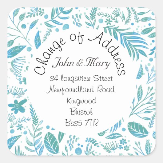 Wijziging van adrespatroon blauwgroen en blauw sti vierkante sticker (Voorkant)