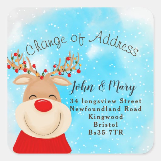Wijziging van adresstickerrendieren vierkante sticker (Voorkant)