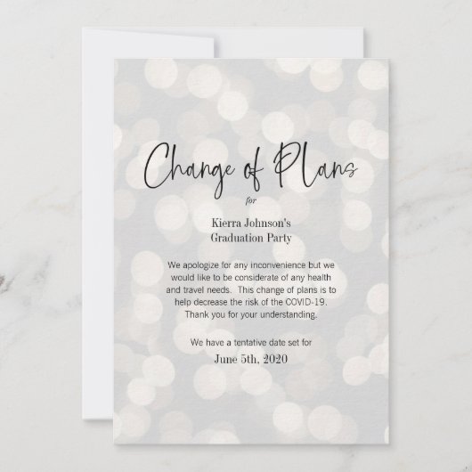 Wijziging van Datum Business of Personal Event COV Kaart (Voorkant)