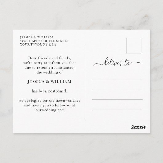 Wijziging van datum Gebeurtenis uitgestelde annule Briefkaart (Achterkant)