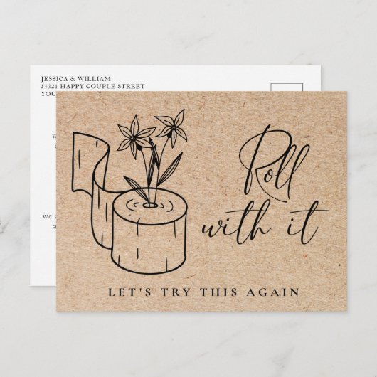 Wijziging van datum Gebeurtenis uitgestelde annule Briefkaart (Voorkant / Achterkant)