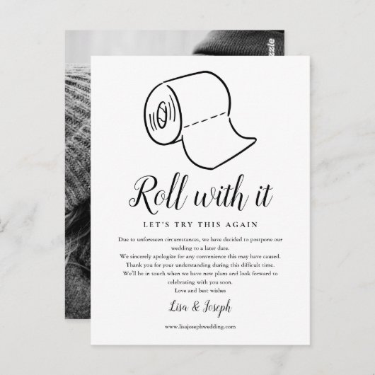 Wijziging van Datum Uitgestelde Geannuleerde Gebeu Briefkaart (Voorkant / Achterkant)