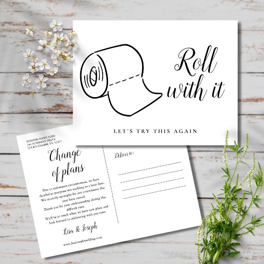 Wijziging van Datum Uitgestelde geannuleerde gebeu Briefkaart