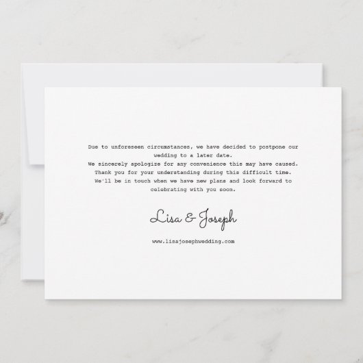 Wijziging van Datum Uitgestelde geannuleerde gebeu Save The Date (Achterkant)