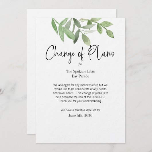 Wijziging van datum voor gebeurtenissen kaart (Voorkant / Achterkant)