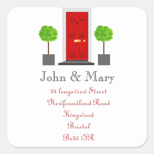 Wijziging van de adressticker aan de voorzijde vierkante sticker (Voorkant)