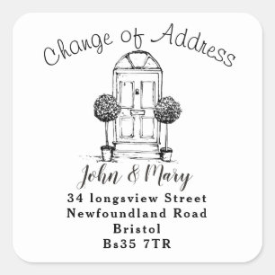 Wijziging van de adressticker aan de voorzijde vierkante sticker