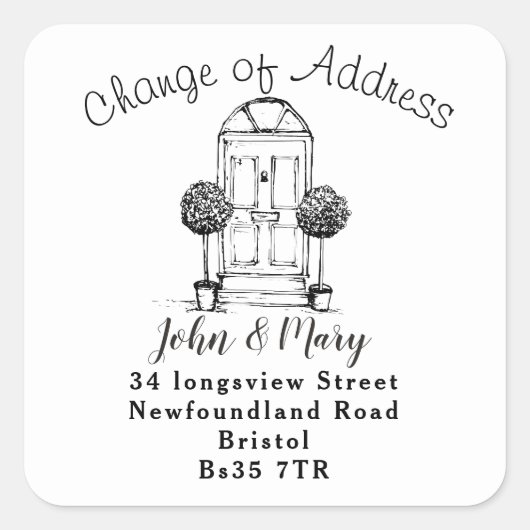 Wijziging van de adressticker aan de voorzijde vierkante sticker (Voorkant)