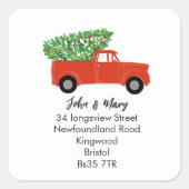 Wijziging van de adressticker kerstboom vierkante sticker (Voorkant)