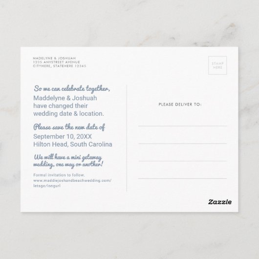 Wijziging van de datum Trendy Ampersand Dusty Blue Briefkaart (Achterkant)