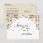 Wijziging van de plannen, aardkleurig bruiloft in  aankondigingskaart (Voorkant / Achterkant)
