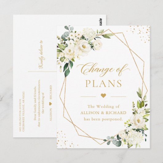 Wijziging van de plannen Elegant Gold Geometric Ro Briefkaart (Voorkant / Achterkant)