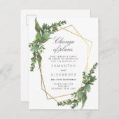 Wijziging van de plannen | Gold Botanical Greenery Uitnodiging Briefkaart (Voorkant / Achterkant)
