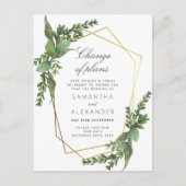 Wijziging van de plannen | Gold Botanical Greenery Uitnodiging Briefkaart (Voorkant)
