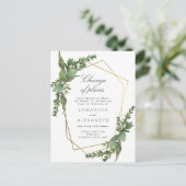 Wijziging van de plannen | Gold Botanical Greenery Uitnodiging Briefkaart (Staand voorkant)