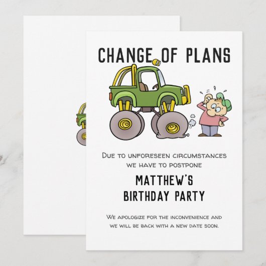 Wijziging van de plannen voor annulering van een p kaart (Voorkant / Achterkant)