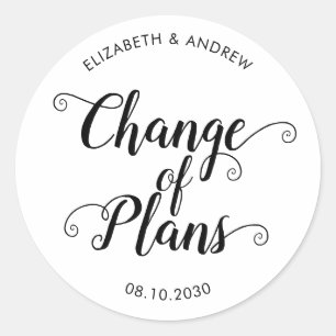 Wijziging van de planningsdatum Uitgestelde trouwa Ronde Sticker