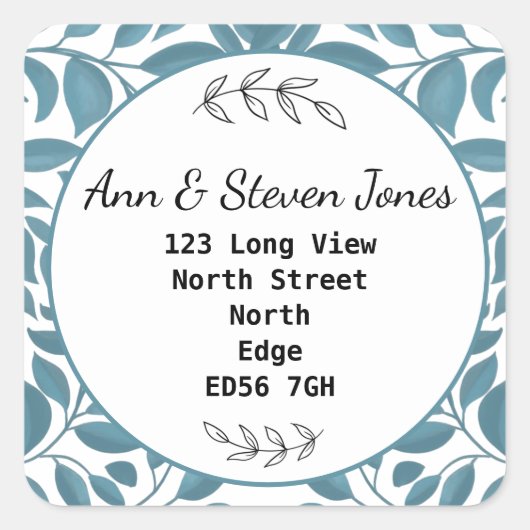 Wijziging van het adresblad met vierkante sticker (Voorkant)