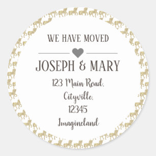 Wijziging van het adresroze eenhoornpatroon ronde sticker